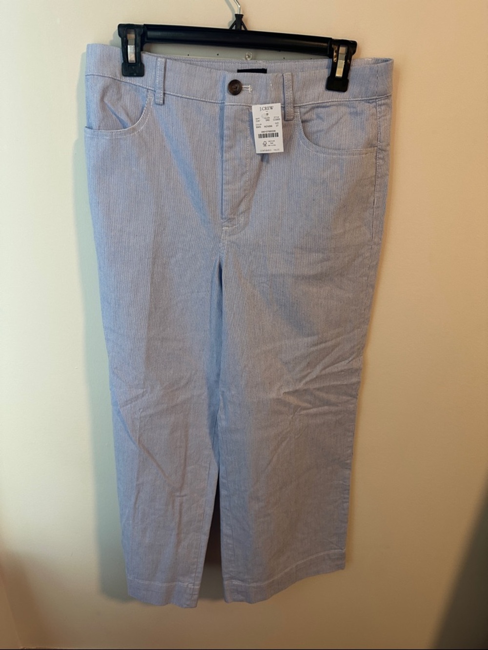 J. Crew Light Blue Pinstripe Capri Pants